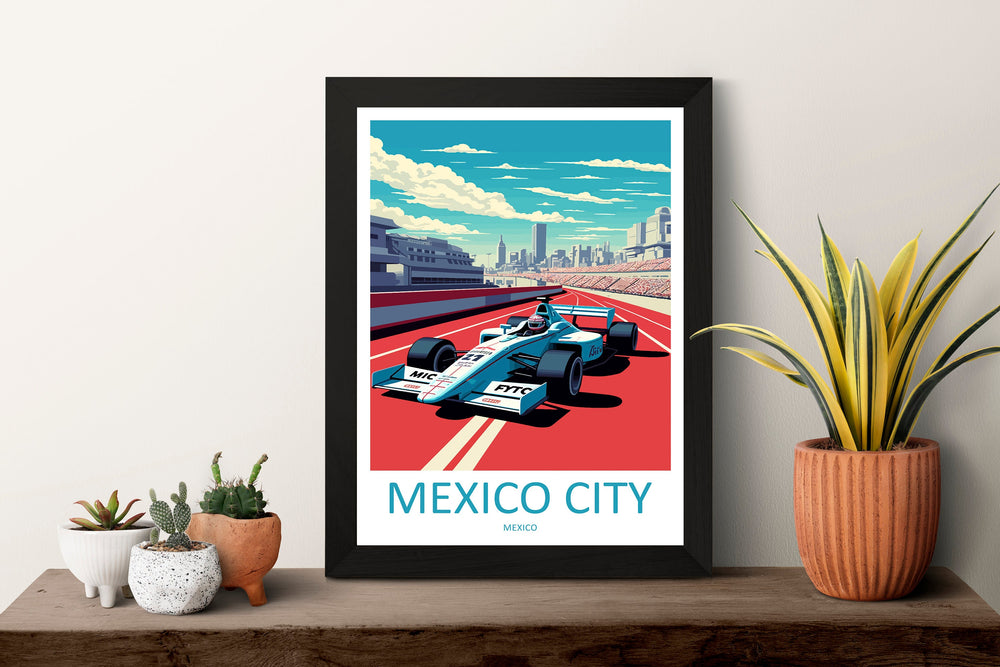 Mexico City Travel Print Wall Decor Mexico City Circuit Poster Motorsport Travel Print Art Print Racing Illustration Mexico Race car Art