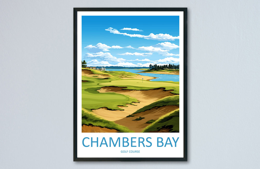 Chambers Bay Golf Club Travel Print Wall Art Chambers Bay Golf Club Wall Hanging Home Décor Chambers Bay Art Gift Art Lovers Golf Art