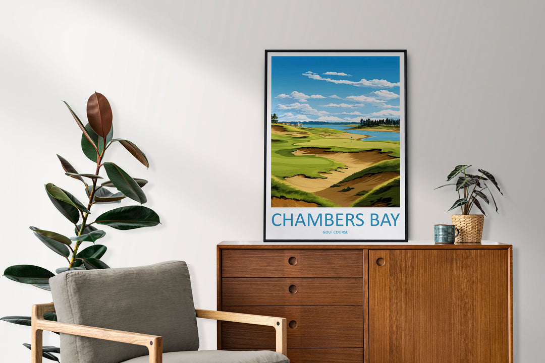 Chambers Bay Golf Club Travel Print Wall Art Chambers Bay Golf Club Wall Hanging Home Décor Chambers Bay Art Gift Art Lovers Golf Art