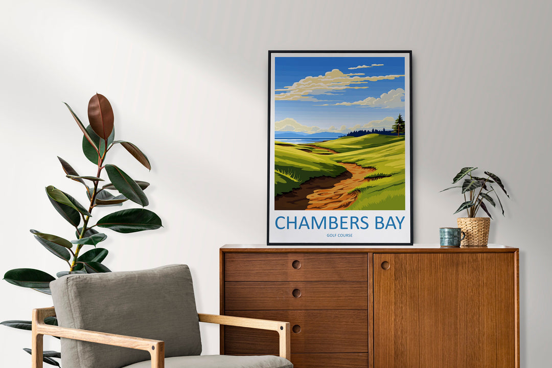 Chambers Bay Golf Club Travel Print Wall Art Chambers Bay Golf Club Wall Hanging Home Décor Chambers Bay Art Gift Art Lovers Golf Art
