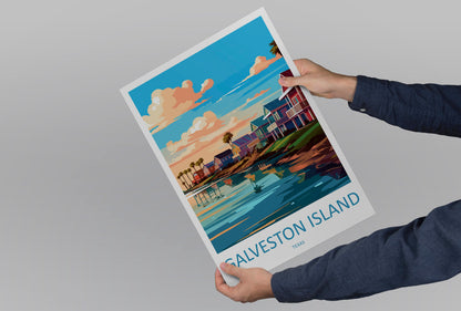 Galveston Island Travel Print Wall Art Galveston Island Wall Hanging Home Décor Galveston Island Gift Art Lovers Texas Art Lover Gift Texas