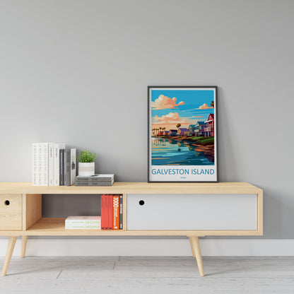 Galveston Island Travel Print Wall Art Galveston Island Wall Hanging Home Décor Galveston Island Gift Art Lovers Texas Art Lover Gift Texas