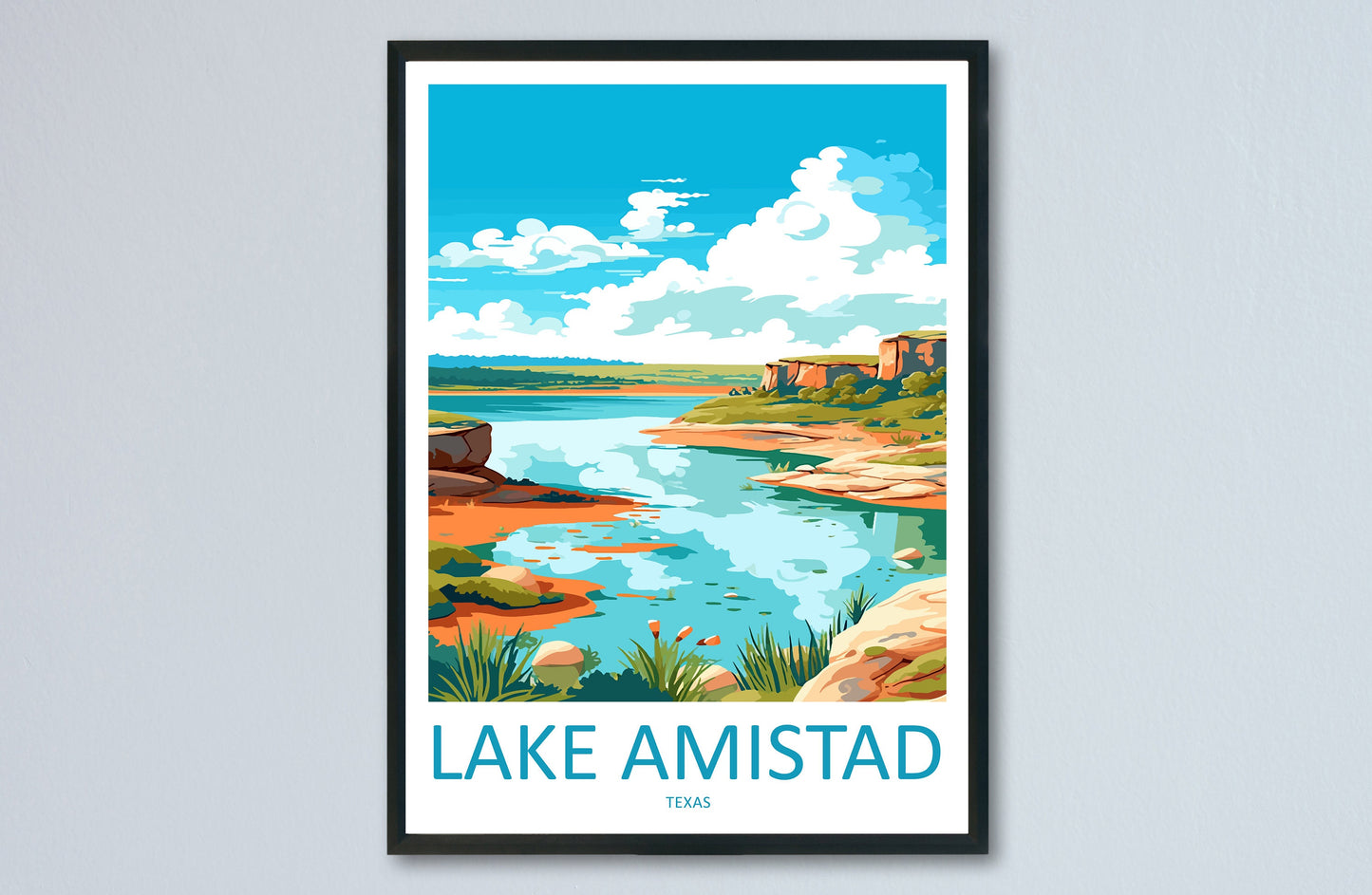 Lake Amistad Travel Print Wall Art Lake Amistad Wall Hanging Home Décor Lake Amistad Gift Art Lovers Texas Art Lover Gift Texas Travel Print