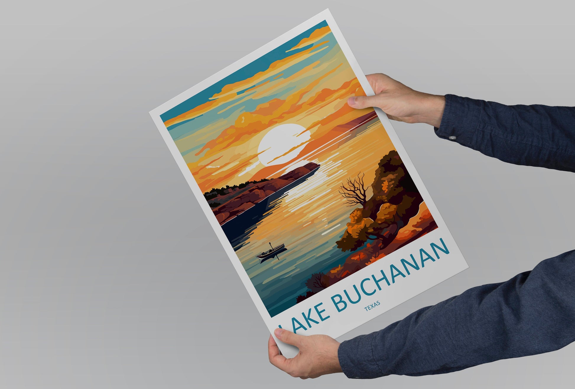 Lake Buchanan Travel Print Wall Art Lake Buchanan Wall Hanging Home Décor Lake Buchanan Gift Art Lovers Texas Art Lover Gift Texas