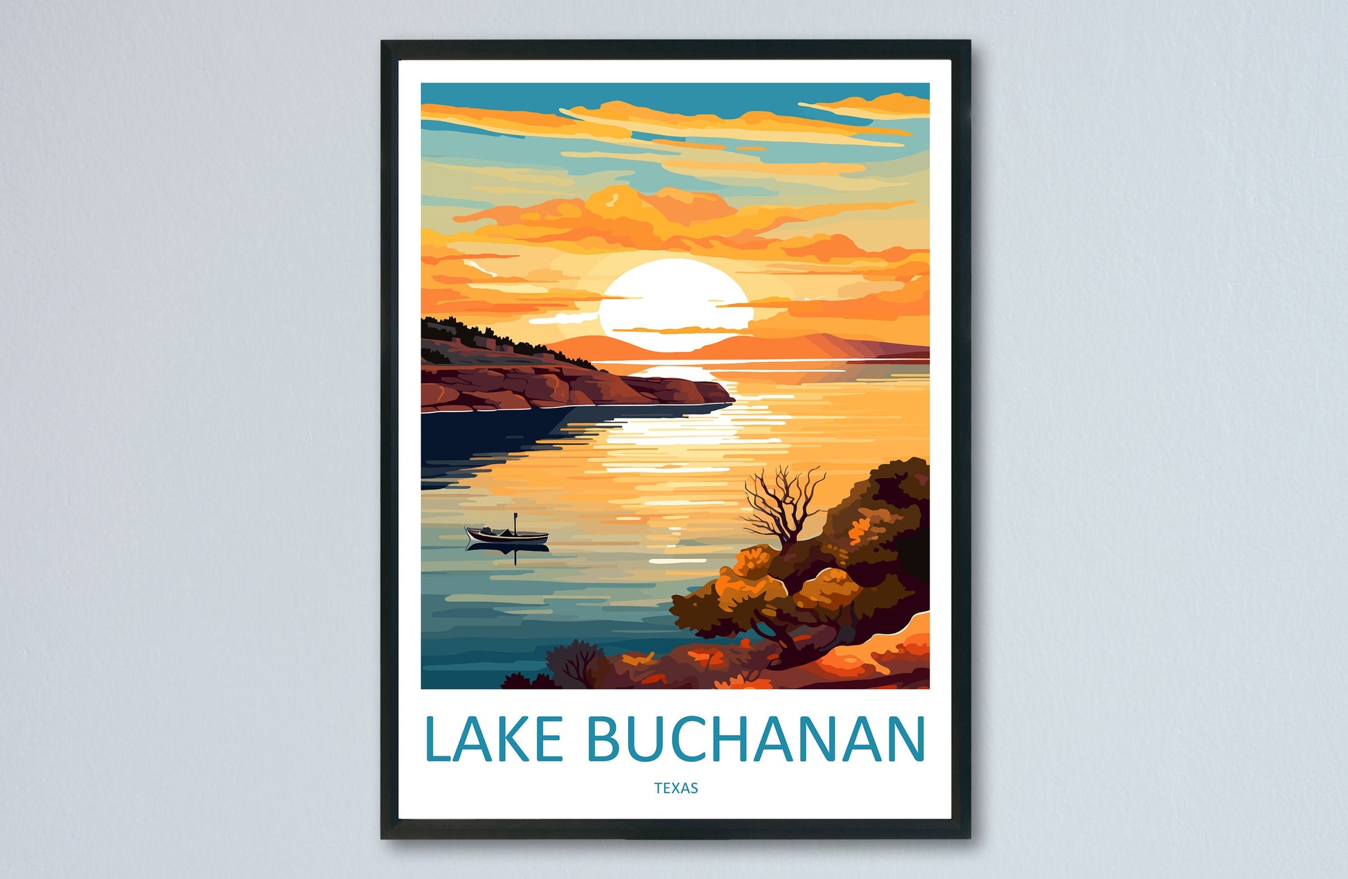 Lake Buchanan Travel Print Wall Art Lake Buchanan Wall Hanging Home Décor Lake Buchanan Gift Art Lovers Texas Art Lover Gift Texas
