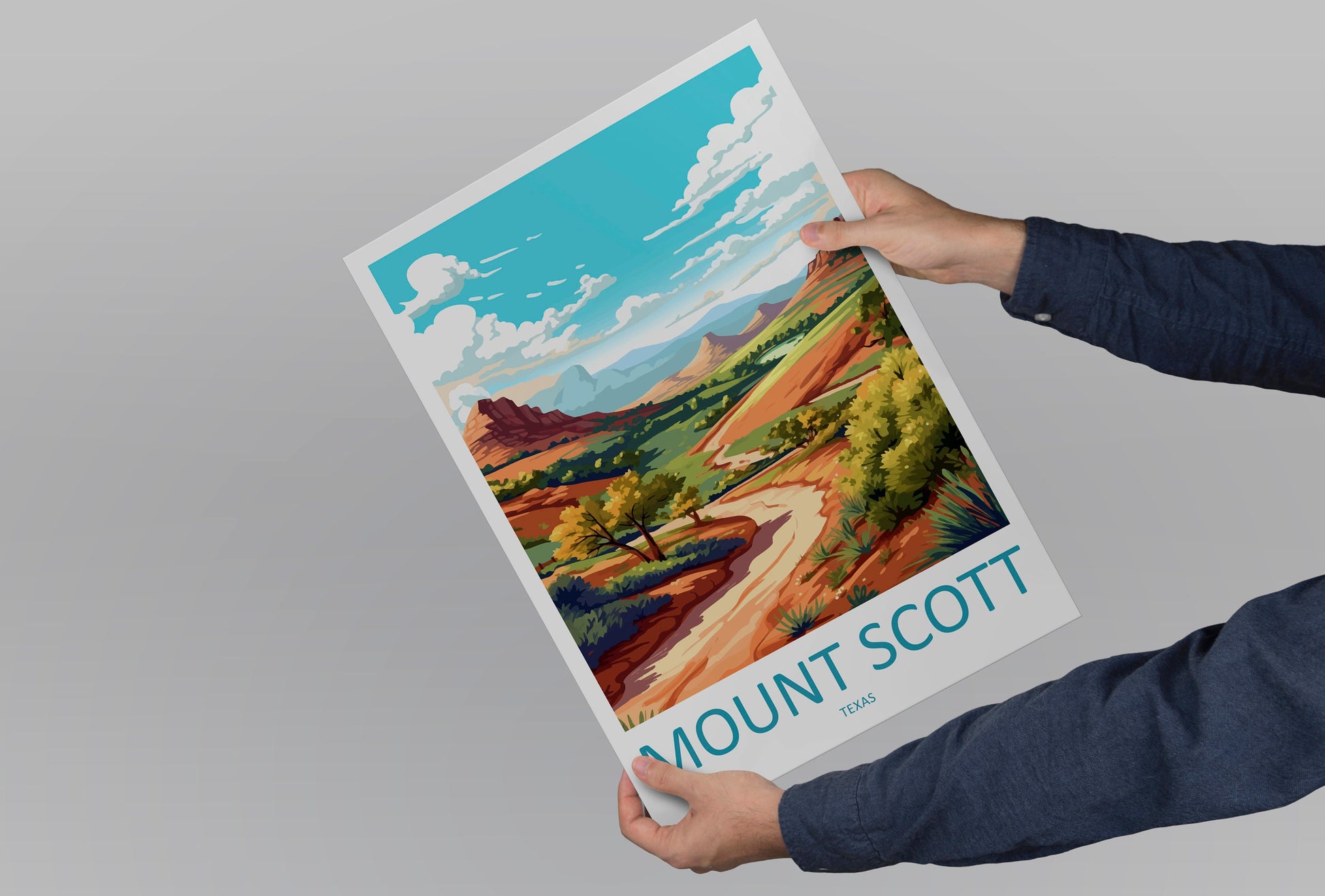 Mount Scott Travel Print Wall Art Mount Scott Wall Hanging Home Décor Mount Scott Gift Art Lovers Texas Art Lover Gift Texas
