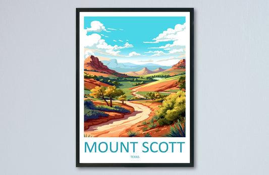 Mount Scott Travel Print Wall Art Mount Scott Wall Hanging Home Décor Mount Scott Gift Art Lovers Texas Art Lover Gift Texas