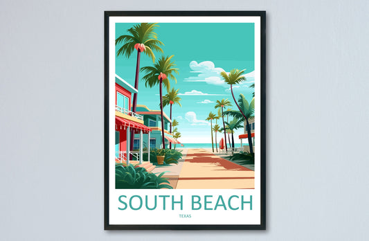 South Beach Travel Print Wall Art South Beach Wall Hanging Home Décor South Beach Gift Art Lovers Texas Art Lover Gift Texas