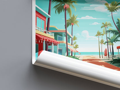 South Beach Travel Print Wall Art South Beach Wall Hanging Home Décor South Beach Gift Art Lovers Texas Art Lover Gift Texas