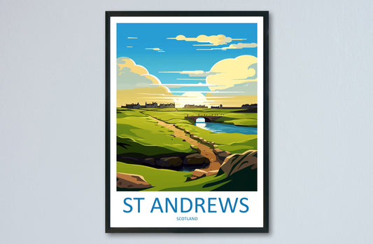 St Andrews Golf Course Travel Print Wall Art St Andrews Wall Hanging Home Décor St Andrews Gift Art Lovers Scotland Art Lover Gift St Andrew