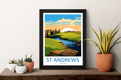 St Andrews Golf Course Travel Print Wall Art St Andrews Wall Hanging Home Décor St Andrews Gift Art Lovers Scotland Art Lover Gift St Andrew