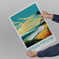 Banzai Pipeline Travel Print Wall Art Banzai Pipeline Wall Hanging Home Décor Banzai Gift Art Lovers Hawaii Art Lover Gift Print Artwork