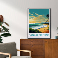 Banzai Pipeline Travel Print Wall Art Banzai Pipeline Wall Hanging Home Décor Banzai Gift Art Lovers Hawaii Art Lover Gift Print Artwork