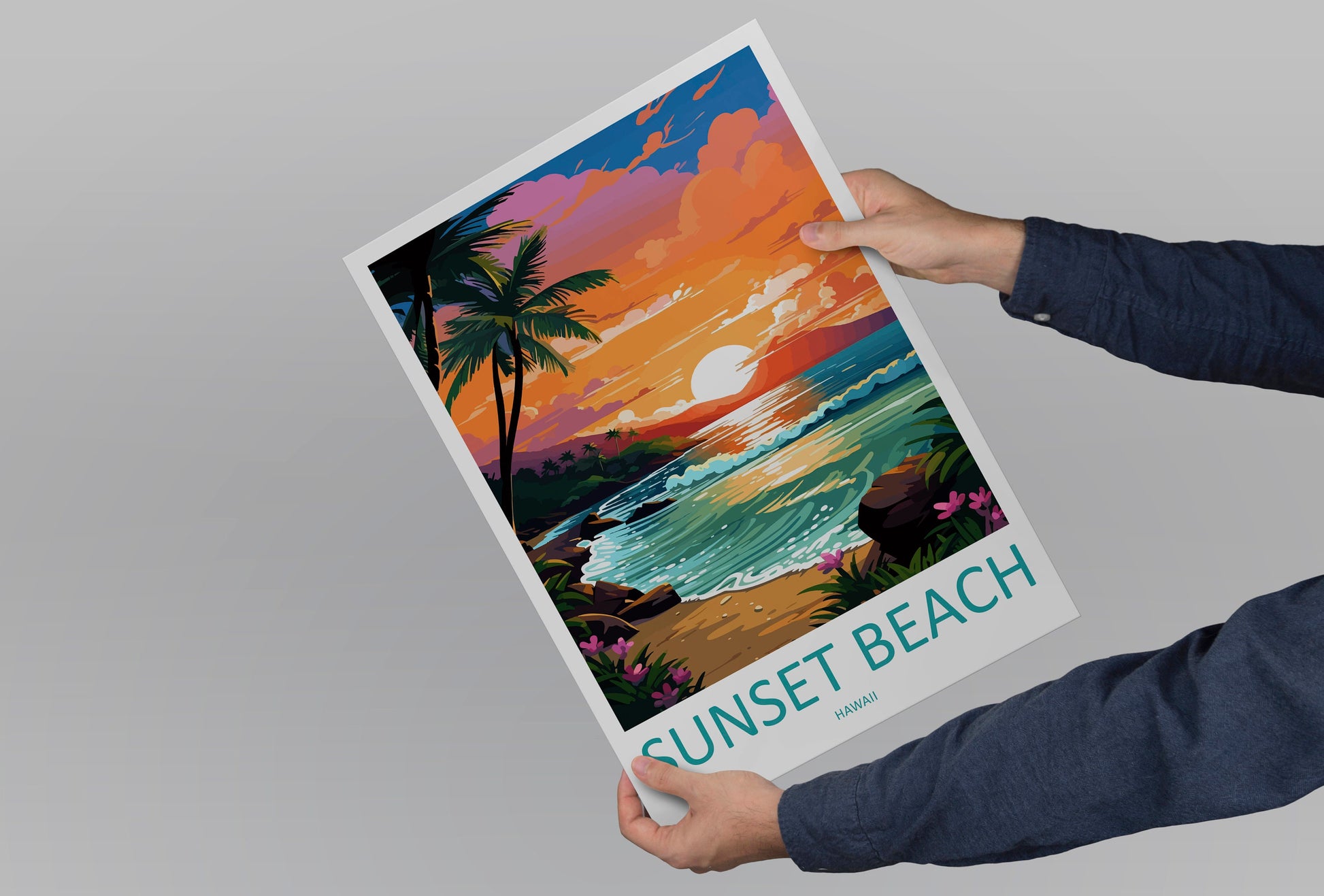 Sunset Beach Travel Print Wall Art Sunset Beach Wall Hanging Home Décor Sunset Beach Gift Art Lovers Hawaii Art Lover Gift Print Artwork