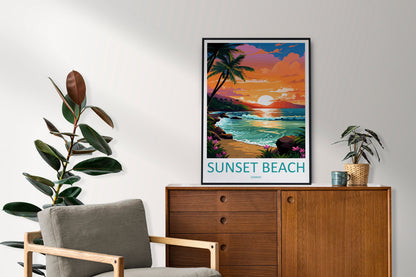Sunset Beach Travel Print Wall Art Sunset Beach Wall Hanging Home Décor Sunset Beach Gift Art Lovers Hawaii Art Lover Gift Print Artwork