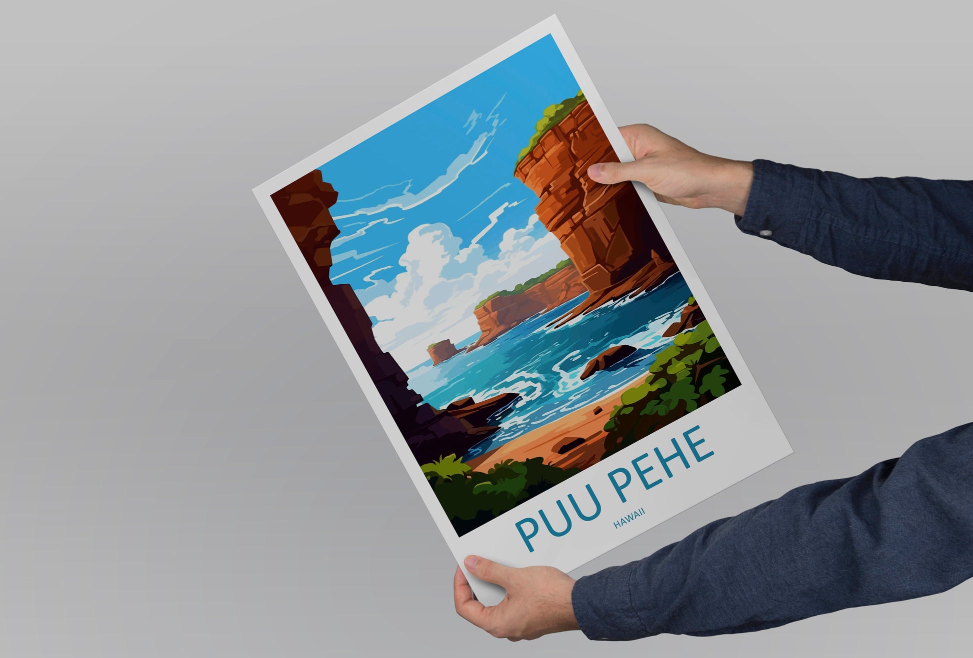 Puu Pehe Travel Print Wall Art Puu Pehe Wall Hanging Home Décor Puu Pehe Gift Art Lovers Hawaii Art Lover Gift Print Artwork