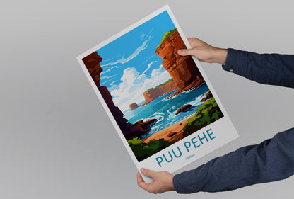 Puu Pehe Travel Print Wall Art Puu Pehe Wall Hanging Home Décor Puu Pehe Gift Art Lovers Hawaii Art Lover Gift Print Artwork