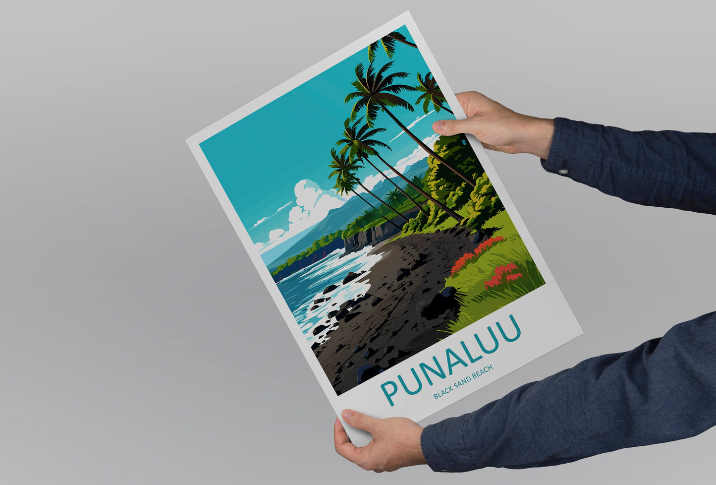 Punaluu Black Sands Beach Travel Print Wall Art Punaluu Wall Hanging Home Décor Punaluu Gift Art Lovers Hawaii Art Lover Gift Print Artwork