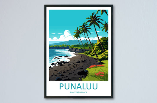 Punaluu Black Sands Beach Travel Print Wall Art Punaluu Wall Hanging Home Décor Punaluu Gift Art Lovers Hawaii Art Lover Gift Print Artwork