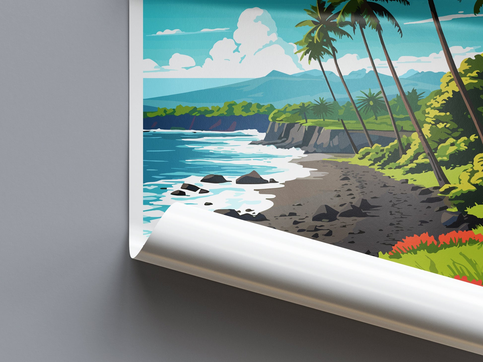 Punaluu Black Sands Beach Travel Print Wall Art Punaluu Wall Hanging Home Décor Punaluu Gift Art Lovers Hawaii Art Lover Gift Print Artwork