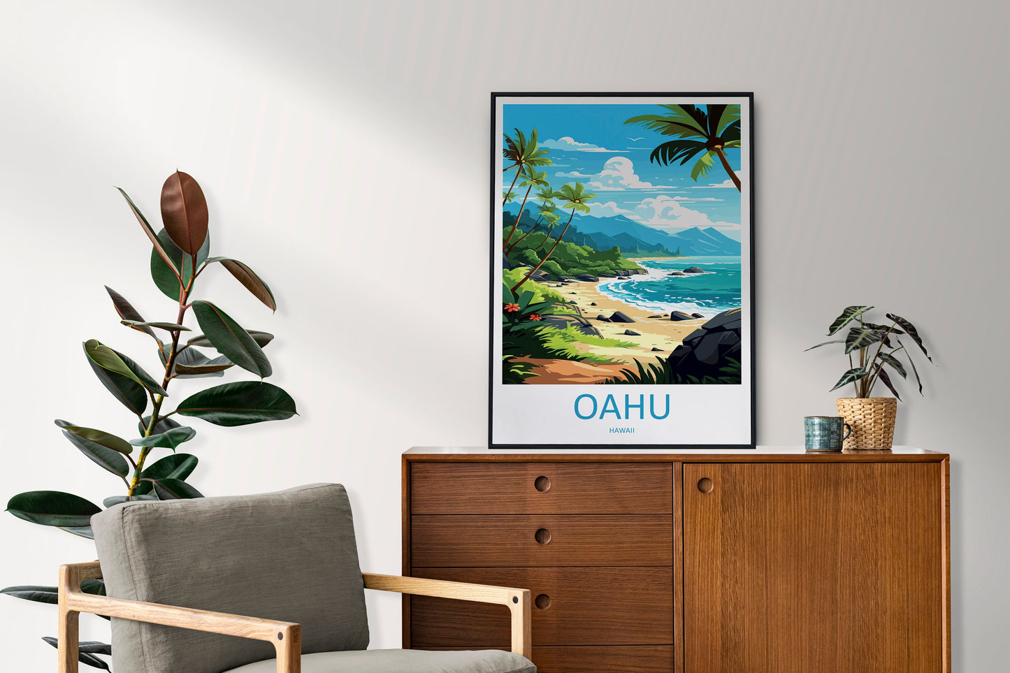 Oahu Travel Print Wall Art Oahu Wall Hanging Home Décor Oahu Gift Art Lovers Hawaii Art Lover Gift Print Artwork