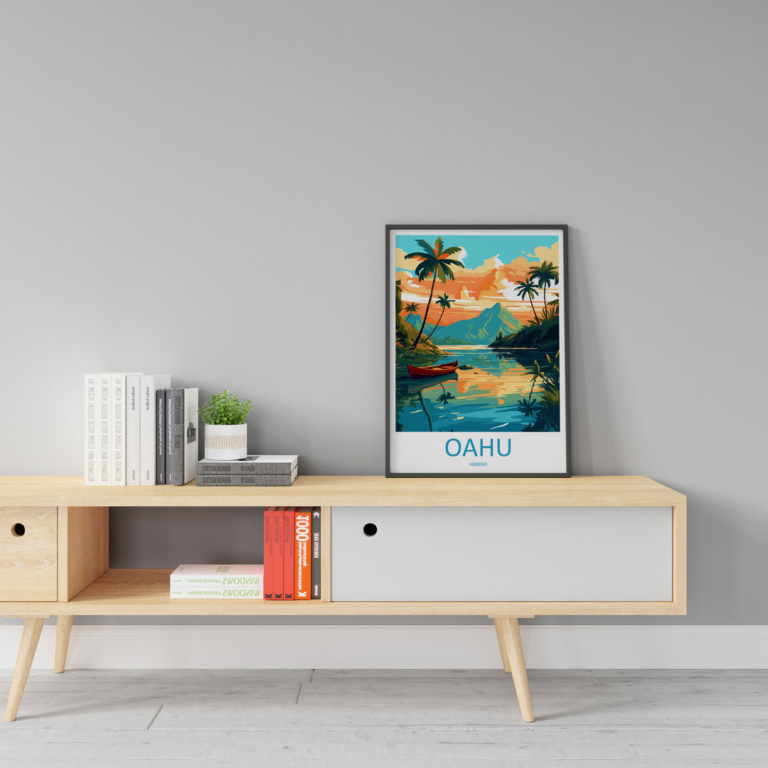 Oahu Travel Print Wall Art Oahu Wall Hanging Home Décor Oahu Gift Art Lovers Hawaii Art Lover Gift Print Artwork