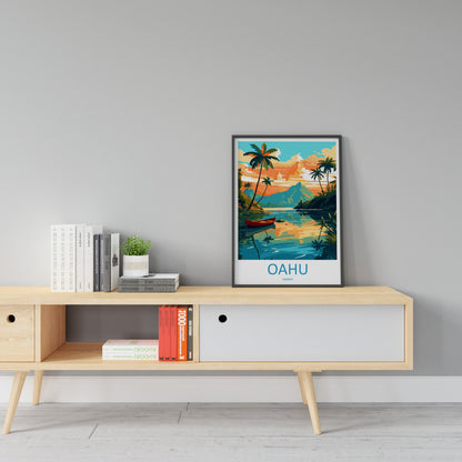 Oahu Travel Print Wall Art Oahu Wall Hanging Home Décor Oahu Gift Art Lovers Hawaii Art Lover Gift Print Artwork