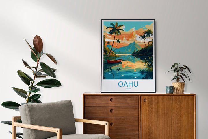 Oahu Travel Print Wall Art Oahu Wall Hanging Home Décor Oahu Gift Art Lovers Hawaii Art Lover Gift Print Artwork