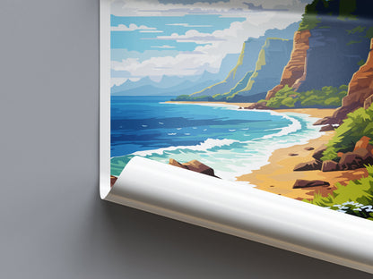 Napali Coast Travel Print Wall Art Napali Coast Wall Hanging Home Décor Napali Coast Gift Art Lovers Hawaii Art Lover Gift Print Artwork