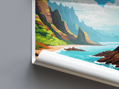 Napali Coast Travel Print Wall Art Napali Coast Wall Hanging Home Décor Napali Coast Gift Art Lovers Hawaii Art Lover Gift Print Artwork