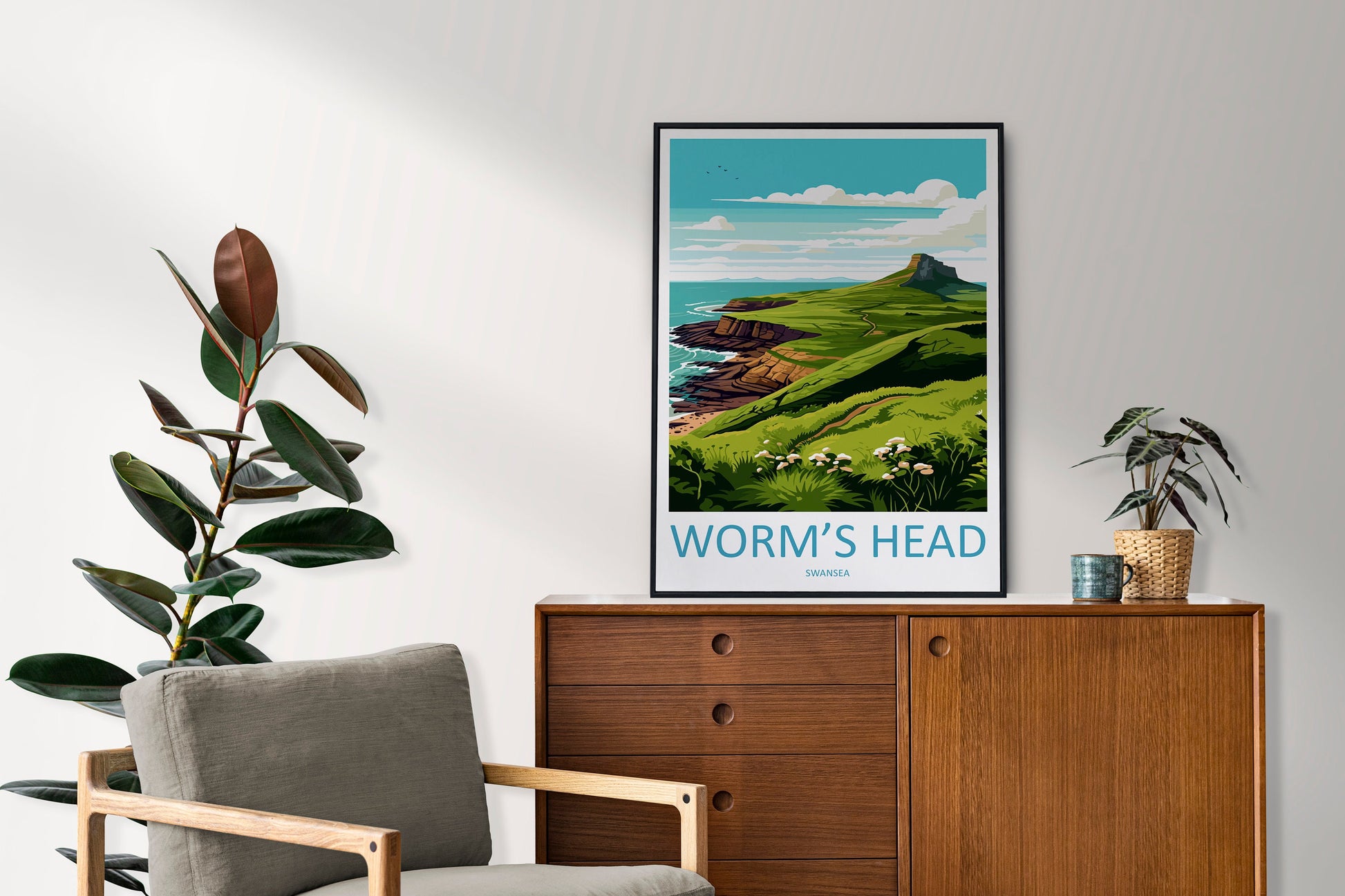 Worms Head Travel Print Wall Art Worms Head Wall Hanging Home Décor Worms Head Gift Art Lovers UK Art Lover Gift