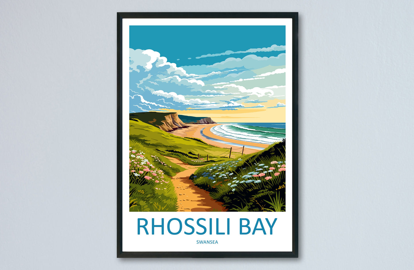 Rhossili Bay Travel Print Wall Art Rhossili Bay Wall Hanging Home Décor Rhossili Bay Gift Art Lover Gift Print Swansea Travel Print
