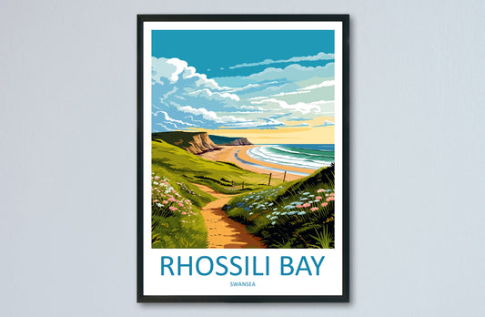 Rhossili Bay Travel Print Wall Art Rhossili Bay Wall Hanging Home Décor Rhossili Bay Gift Art Lover Gift Print Swansea Travel Print