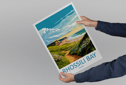 Rhossili Bay Travel Print Wall Art Rhossili Bay Wall Hanging Home Décor Rhossili Bay Gift Art Lover Gift Print Swansea Travel Print