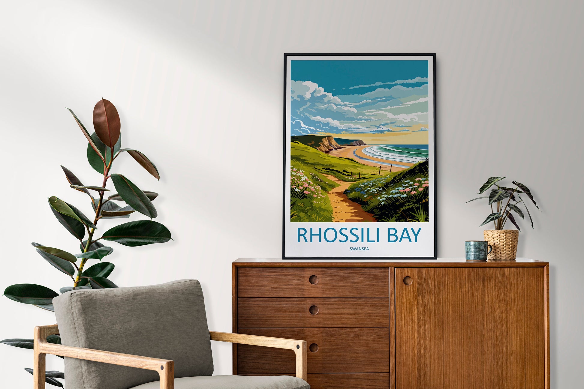 Rhossili Bay Travel Print Wall Art Rhossili Bay Wall Hanging Home Décor Rhossili Bay Gift Art Lover Gift Print Swansea Travel Print