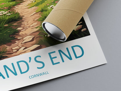 Lands End Travel Print Wall Art Lands End Wall Hanging Home Décor Lands End Gift Art Lovers Cornwall Art Lover Gift Lands End Art Poster