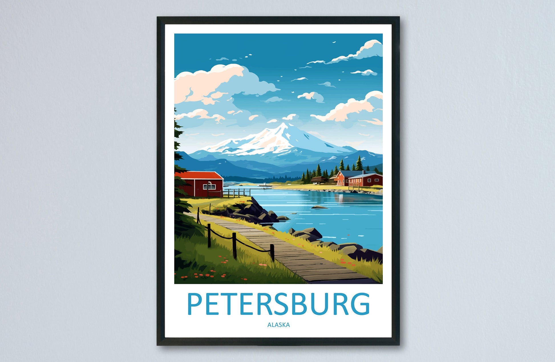 Petersburg Travel Print Wall Art Petersburg Wall Hanging Home Décor Petersburg Gift Art Lovers Alaska Art Lover Gift Petersburg Wall Art