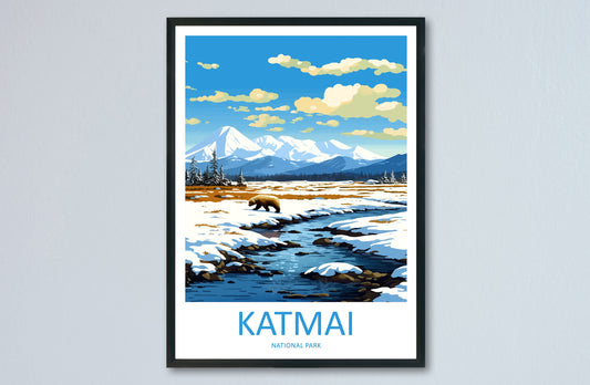 Katmai National Park Travel Print Wall Art Katmai Wall Hanging Home Décor Katmai Gift Art Lovers Alaska Art Lover Gift Katmai National Park