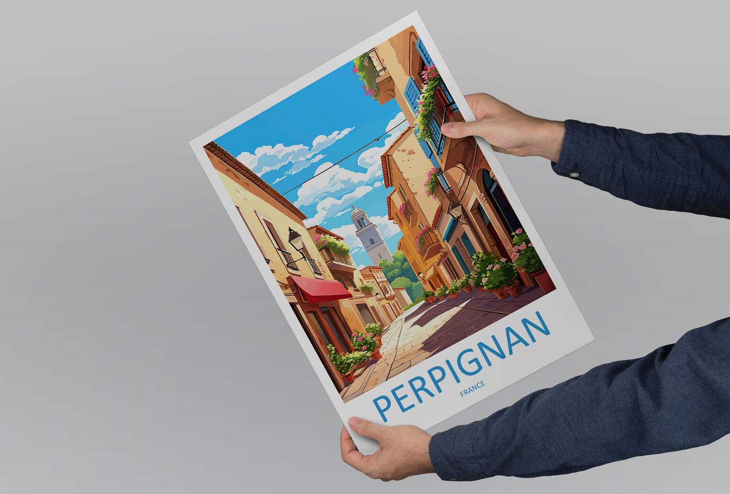 Perpignan Travel Print Wall Art Perpignan Wall Hanging Home Décor Perpignan Gift Art Lovers France Art Lover Gift Perpignan Print