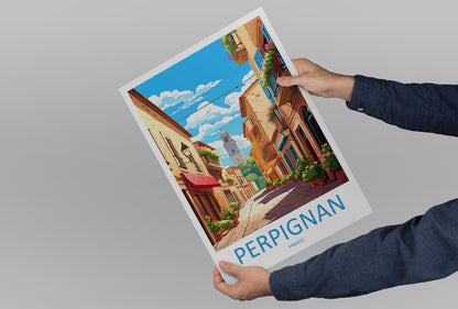 Perpignan Travel Print Wall Art Perpignan Wall Hanging Home Décor Perpignan Gift Art Lovers France Art Lover Gift Perpignan Print