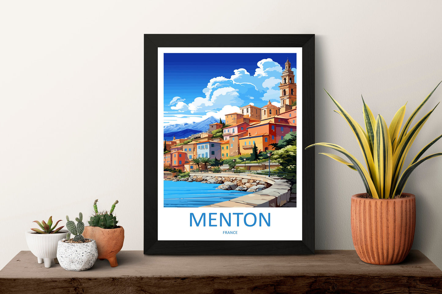 Menton Travel Print Wall Art Menton Wall Hanging Home Décor Menton Gift Art Lovers France Art Lover Gift Menton Print
