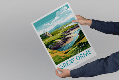 Great Orme Travel Print Wall Art Great Orme Wall Hanging Home Decor Great Orme Gift Art Lovers Wall Art Conwy Travel Art
