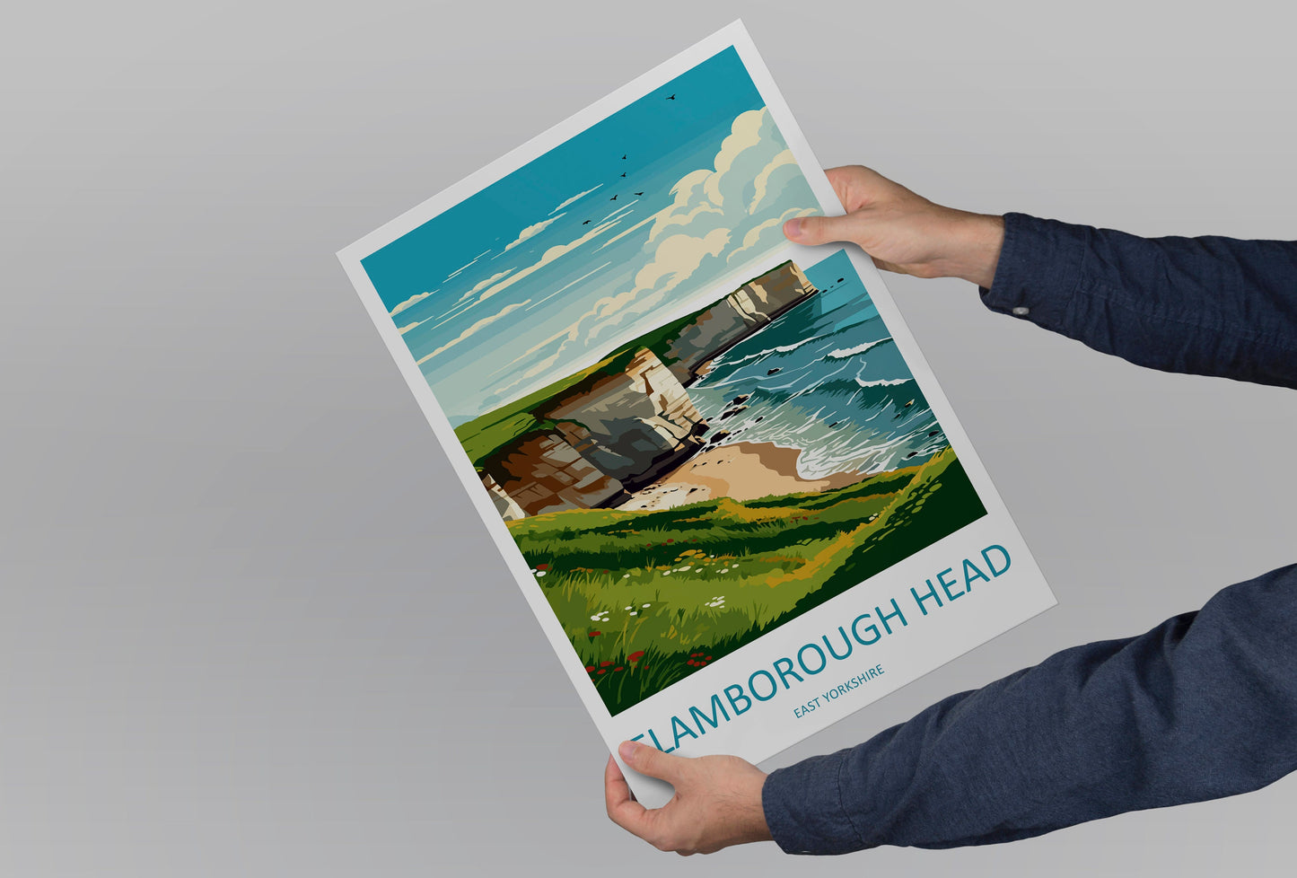 Flamborough Head Travel Print Wall Art Flamborough Head Wall Hanging Home Décor Flamborough Head Gift Art Lovers England Art Lover