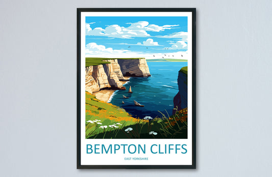 Bempton Cliffs Travel Print Wall Art Bempton Cliffs Wall Hanging Home Décor Bempton Cliffs Gift Art Lovers England Art Lover Gift Print