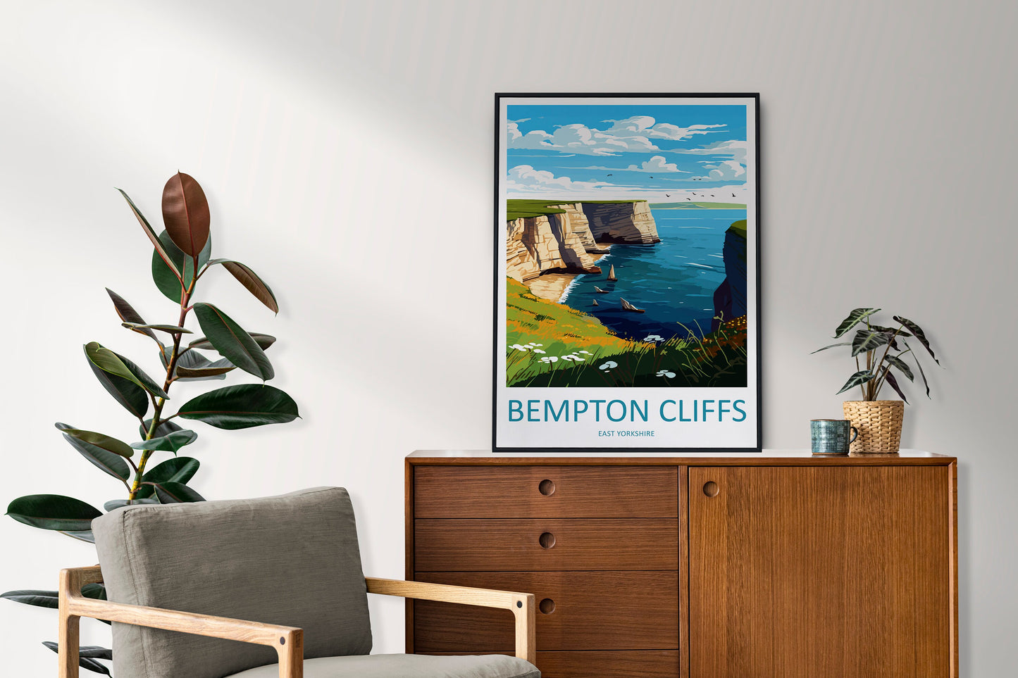 Bempton Cliffs Travel Print Wall Art Bempton Cliffs Wall Hanging Home Décor Bempton Cliffs Gift Art Lovers England Art Lover Gift Print