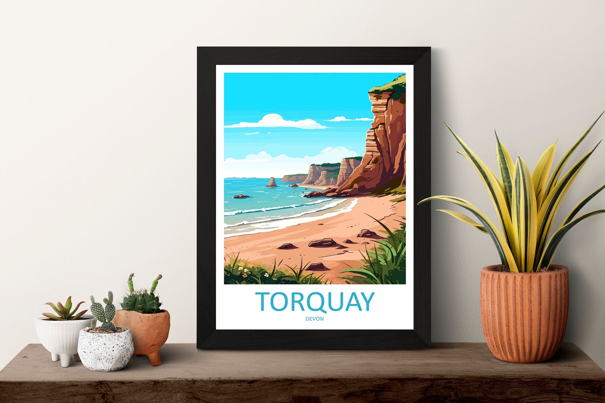 Torquay Cliffs Travel Print Wall Art Torquay Wall Hanging Home Décor Torquay Gift Art Lovers England Art Lover Gift Torquay Art