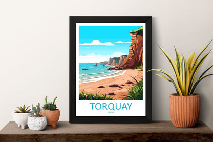 Torquay Cliffs Travel Print Wall Art Torquay Wall Hanging Home Décor Torquay Gift Art Lovers England Art Lover Gift Torquay Art