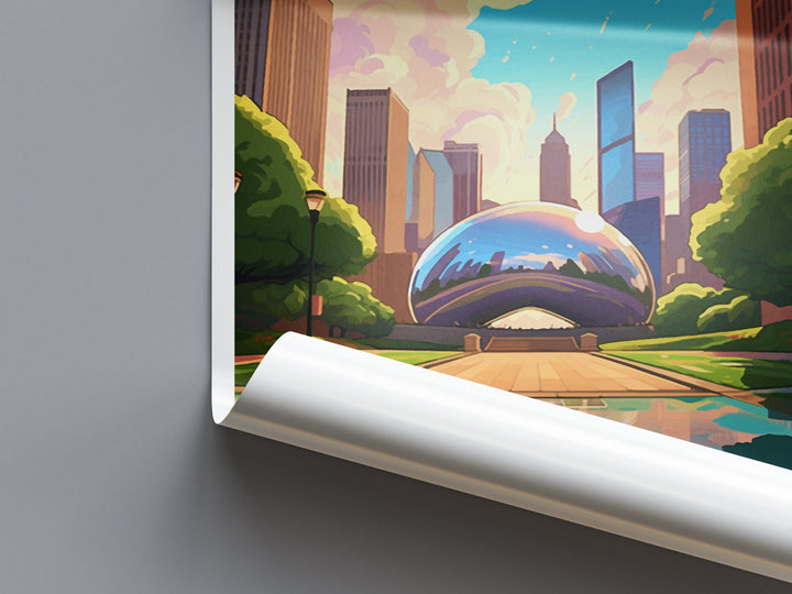 Chicago Travel Print Wall Art Chicago Wall Hanging Home Décor Chicago Gift Art Lovers Illinois Art Lover Gift Millennium Park Chicago Gift