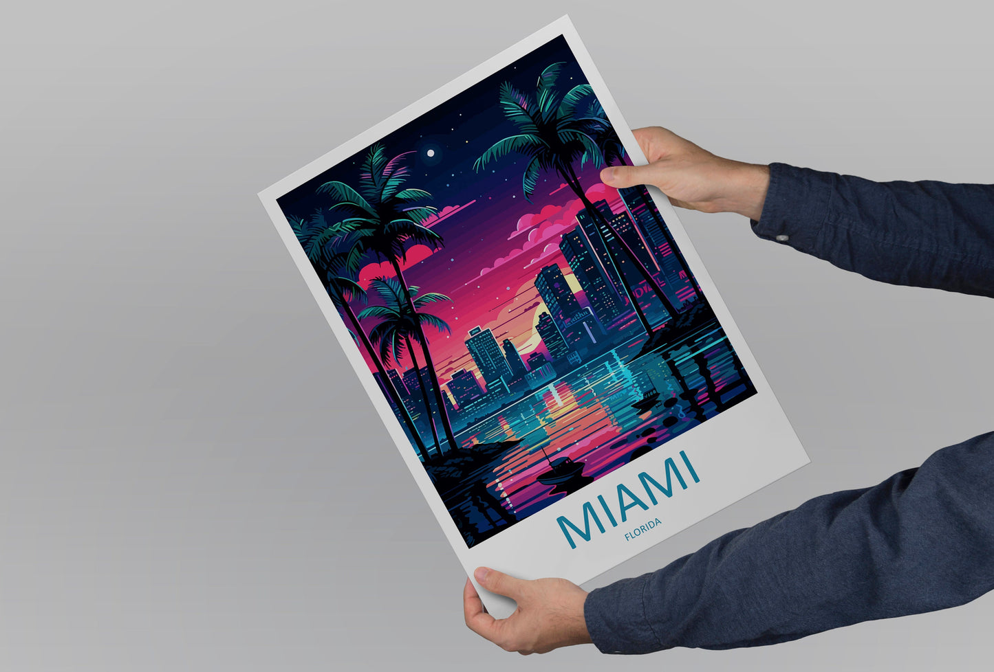 Miami Travel Print Wall Art Miami Wall Hanging Home Décor Miami Gift Art Lovers Florida Art Lover Gift Florida Print