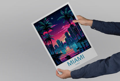 Miami Travel Print Wall Art Miami Wall Hanging Home Décor Miami Gift Art Lovers Florida Art Lover Gift Florida Print